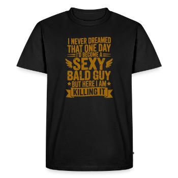 Sexy chauve qui cartonne - T-shirt Premium bio Homme - noir - Devant - Nico (187cm)