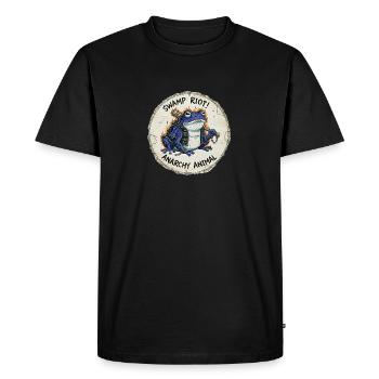Illustration de grenouille bleue punk rock - Swamp Riot Anar - T-shirt Premium bio Homme - noir - Devant - Nico (187cm)