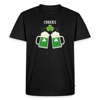 Pintes et Trèfles en Fête - T-shirt Premium bio Homme - noir - Devant - Nico (187cm)