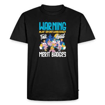 Funny Scout Talk About Marit Badge - Men's Premium Organic T-Shirt - black - Front - Nico (187cm)
