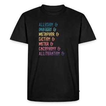 Literary Devices Rainbow Montage - Men's Premium Organic T-Shirt - black - Front - Nico (187cm)