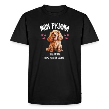 Funny Cocker Spaniel Dog Pajamas - Men's Premium Organic T-Shirt - black - Front - Nico (187cm)
