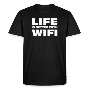 LIFE IS BETTER WITH WIFI - Men's Premium Organic T-Shirt - black - Front - Nico (187cm)