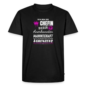 Cadeaux de chef d’équipe reconnus - T-shirt Premium bio Homme - noir - Devant - Nico (187cm)