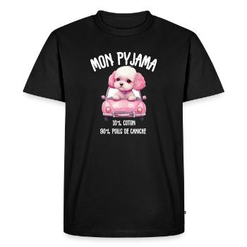 Dog Pajamas Poodle Humor - Men's Premium Organic T-Shirt - black - Front - Nico (187cm)