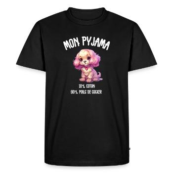Funny Cocker Spaniel Dog Pajamas - Men's Premium Organic T-Shirt - black - Front - Nico (187cm)