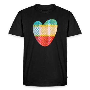 Heart Fabric Textile Love Love Pattern Valentine's Day - Men's Premium Organic T-Shirt - black - Front - Nico (187cm)