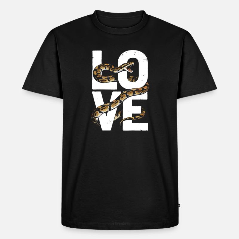 Königspython Schlangen LOVE Terrarium Python - Männer Premium Bio T-Shirt - Schwarz