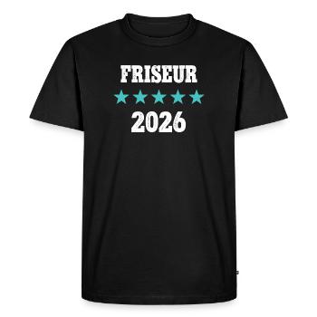 Coiffeur 2026 Apprentissage Maître Formant Coiffeur - T-shirt Premium bio Homme - noir - Devant - Nico (187cm)
