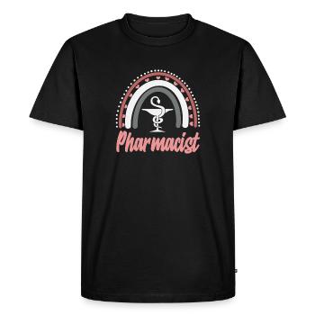 Boho Rainbow Pharmacist Pharmacy Technician - Men's Premium Organic T-Shirt - black - Front - Nico (187cm)