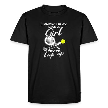 Je joue comme une fille joueuse de padel drôle - T-shirt Premium bio Homme - noir - Devant - Nico (187cm)