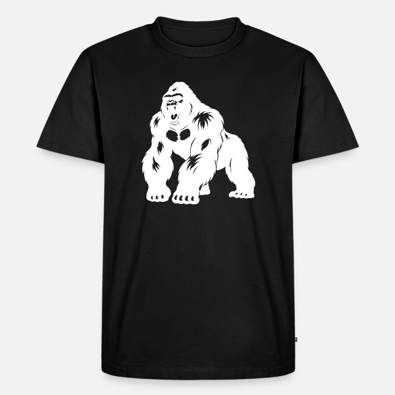 Gorilla Silverback Silhouette - Männer Premium Bio T-Shirt - Schwarz