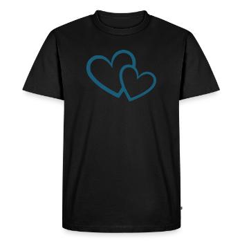 Cœur bleu avec un motif de cœur à 2 cœurs - T-shirt Premium bio Homme - noir - Devant - Nico (187cm)