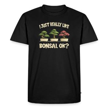 Bonsaï, drôle, j’aime juste beaucoup le bonsaï - T-shirt Premium bio Homme - noir - Devant - Nico (187cm)