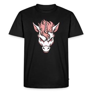 Licorne Sombre – Licorne Maléfique Tête Rose - T-shirt Premium bio Homme - noir - Devant - Nico (187cm)