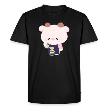 Barista de vache de Kawaii - T-shirt Premium bio Homme - noir - Devant - Nico (187cm)