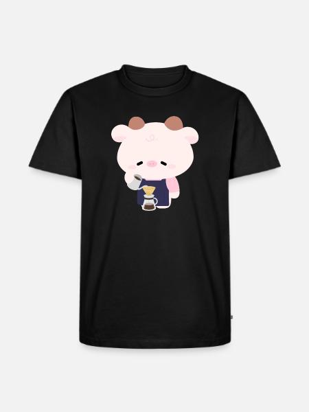 Kawaii Cow Barista  - Men's Premium Organic T-Shirt - black
