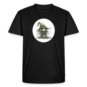 Gobelin fée de la forêt dans la forêt de feuilles - T-shirt Premium bio Homme - noir - Devant - Nico (187cm)