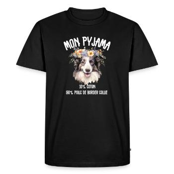 Pyjama Drôle Chien Border Collie - T-shirt Premium bio Homme - noir - Devant - Nico (187cm)