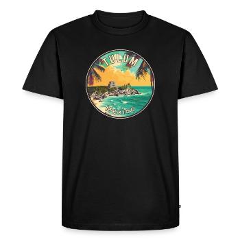 Tulum au Mexique Paradis Tropical Art de voyage - T-shirt Premium bio Homme - noir - Devant - Nico (187cm)