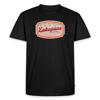 Badge de ski de montagne de neige de Zakopane Pologne - T-shirt Premium bio Homme - noir - Devant - Nico (187cm)