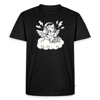 Ange de la musique – Chérubin avec casque - T-shirt Premium bio Homme - noir - Devant - Nico (187cm)