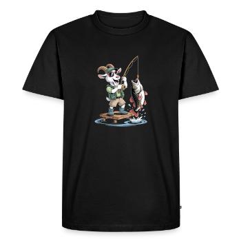 Chèvre de pêche amusante avec une grosse prise de poisson - T-shirt Premium bio Homme - noir - Devant - Nico (187cm)