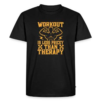 Un bodybuilder de motivation fitness moins cher que le thérap - T-shirt Premium bio Homme - noir - Devant - Nico (187cm)