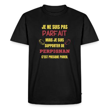 Supporter Rugby Perpignan Humour - T-shirt Premium bio Homme - noir - Devant - Nico (187cm)