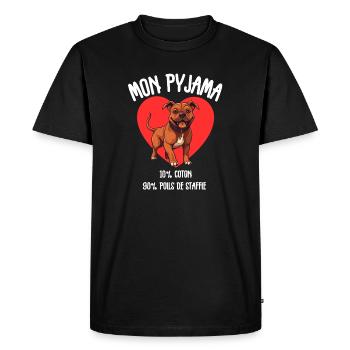 Pyjama Drôle Chien Staff - T-shirt Premium bio Homme - noir - Devant - Nico (187cm)
