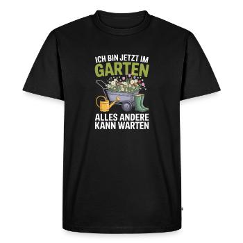 Je suis dans le jardin maintenant, tout le reste peut attendre - T-shirt Premium bio Homme - noir - Devant - Nico (187cm)