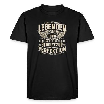 Legends were born in 1986 - Men's Premium Organic T-Shirt - black - Front - Nico (187cm)
