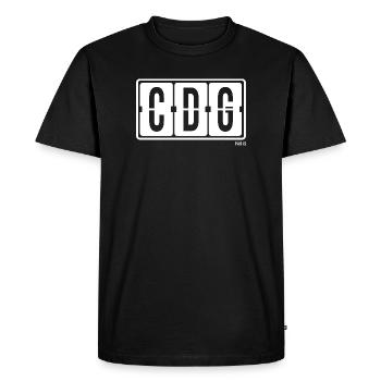 Paris CDG, City Souvenir Hoodie, Bottle, Beanie - Men's Premium Organic T-Shirt - black - Front - Nico (187cm)