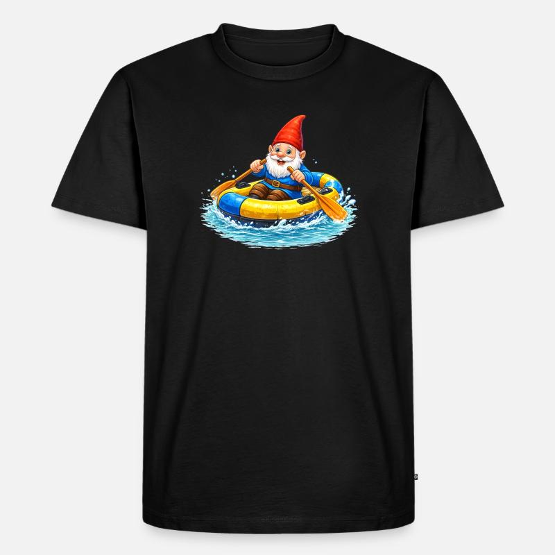 Gartenzwerg im Schlauchboot auf Sommerabenteuer - Männer Premium Bio T-Shirt - Schwarz