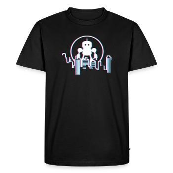 Robot City Skyline – 3D Sci-Fi Future Design - Men's Premium Organic T-Shirt - black - Front - Nico (187cm)