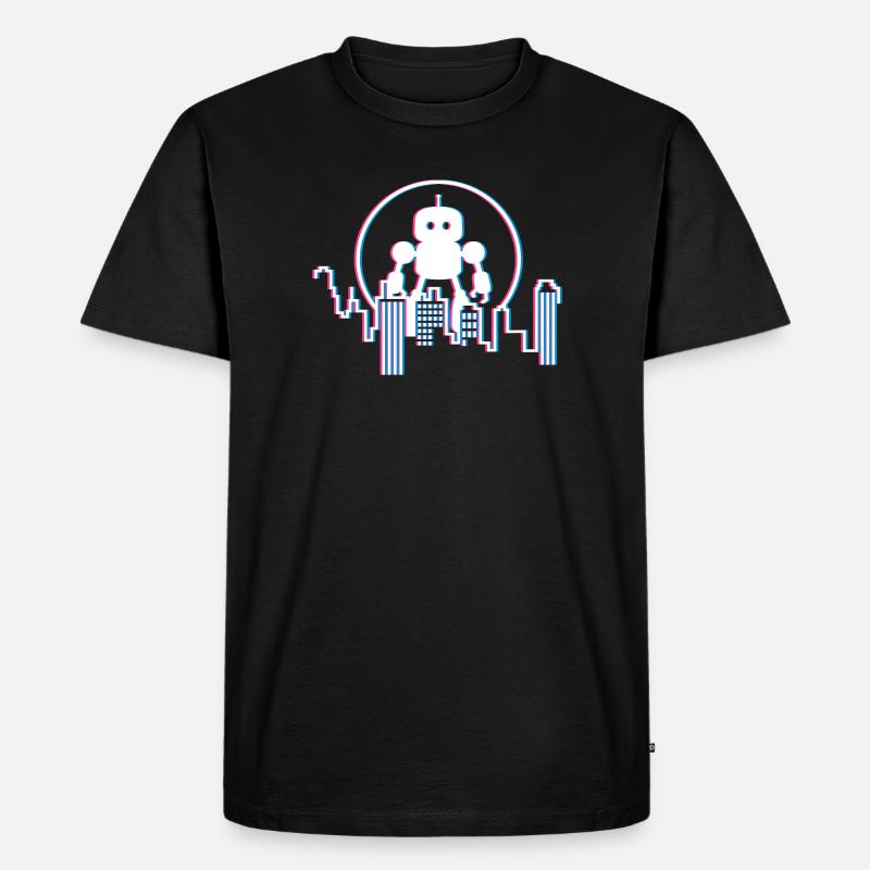 Robot City Skyline – 3D Sci-Fi Future Design - Men's Premium Organic T-Shirt - black