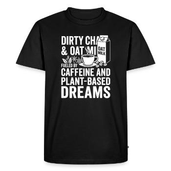 Rêves de Chai Sale et Lait d’Avoine - T-shirt Premium bio Homme - noir - Devant - Nico (187cm)