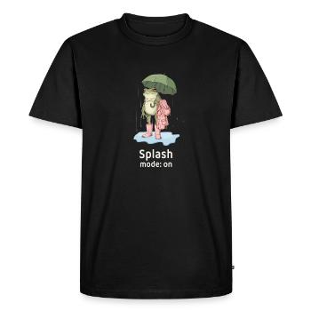 Funny Frog in Rain - Splash mode on - Men's Premium Organic T-Shirt - black - Front - Nico (187cm)