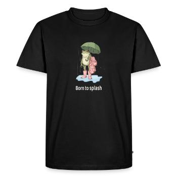 Cool frog in the rain- Born to splash - Men's Premium Organic T-Shirt - black - Front - Nico (187cm)