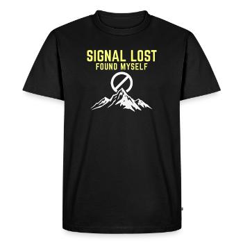 Signal perdu – Trouvé - T-shirt Premium bio Homme - noir - Devant - Nico (187cm)