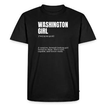 Portrait de la fille Washington Typographe - T-shirt Premium bio Homme - noir - Devant - Nico (187cm)