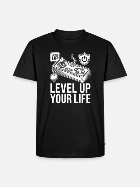 Level Up Your Life Gaming Motivation - Men's Premium Organic T-Shirt - black