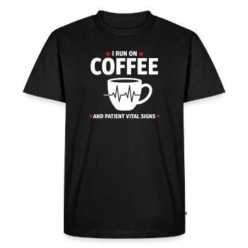 Humor Nurse Coffee & Patient Vital Signs - Men's Premium Organic T-Shirt - black - Front - Nico (187cm)