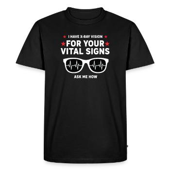 Humour Radiologue Vision X-Ray Signes Vitaux - T-shirt Premium bio Homme - noir - Devant - Nico (187cm)
