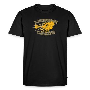 Flaming Lacrosse Coach Dynamic Sports Graphic Tee - Men's Premium Organic T-Shirt - black - Front - Nico (187cm)