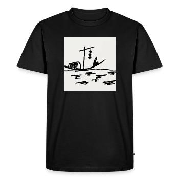 Night boat on the river - Men's Premium Organic T-Shirt - black - Front - Nico (187cm)