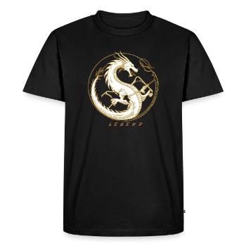 Golden Dragon Legend Circle - Men's Premium Organic T-Shirt - black - Front - Nico (187cm)