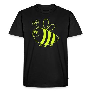 Abeille Lumineuse – Dessin animé vert néon - T-shirt Premium bio Homme - noir - Devant - Nico (187cm)