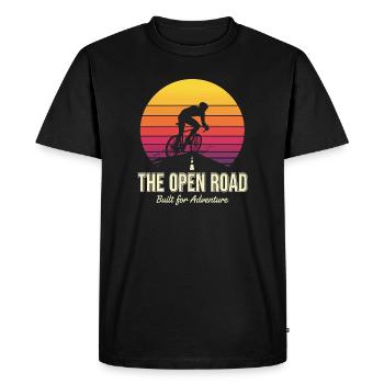 Aventure Cycliste sur la Route Ouverte Imprimé - T-shirt Premium bio Homme - noir - Devant - Nico (187cm)