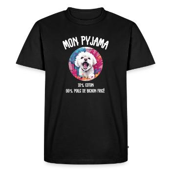 Pyjama Drôle Chien Bichon - T-shirt Premium bio Homme - noir - Devant - Nico (187cm)